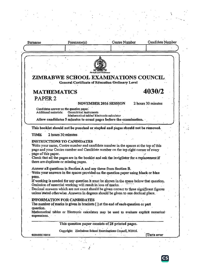 N2016 Maths P2 | PDF