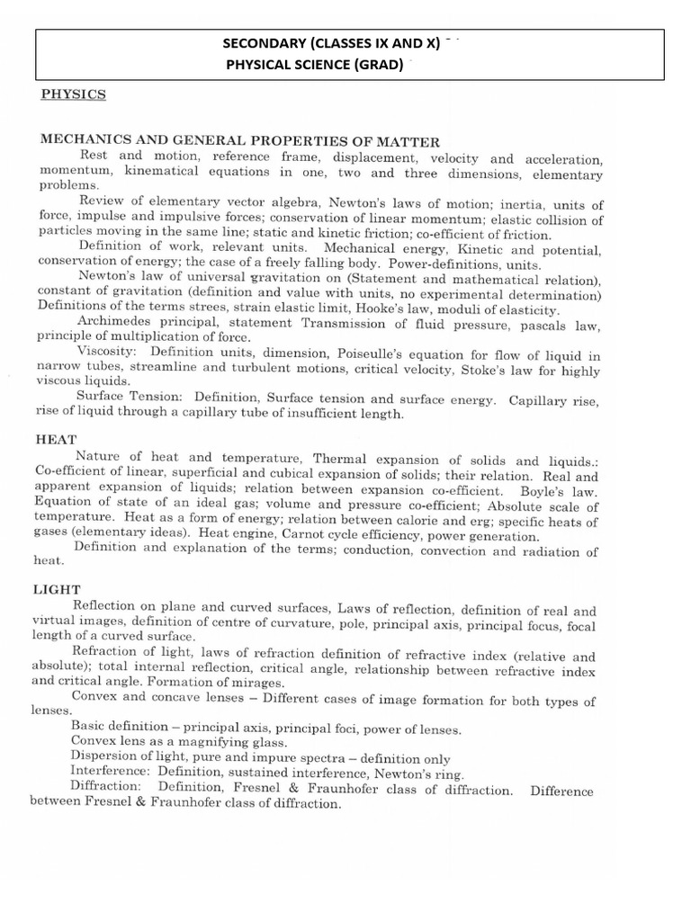 SLST Physical Science Syllabus | PDF