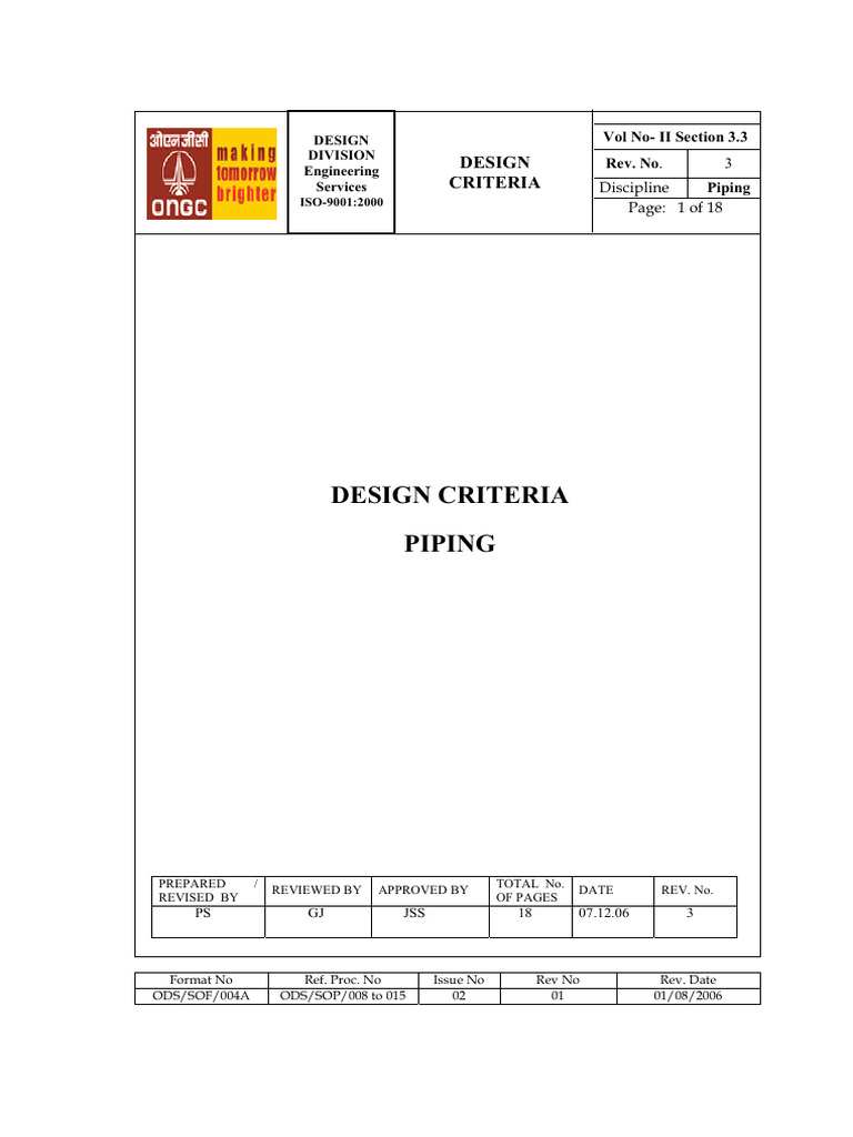 Design Criteria Piping | PDF
