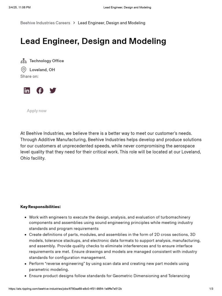 Lead Engineer, Design and Modeling | PDF | Computer Aided Design