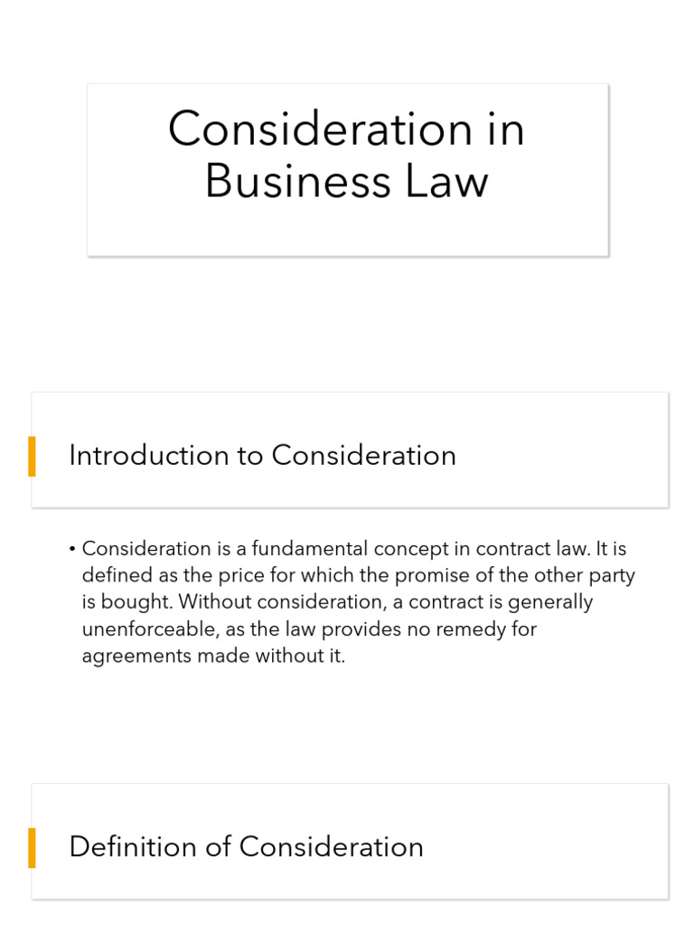 Blaw presentation consideration | PDF | Consideration | Business