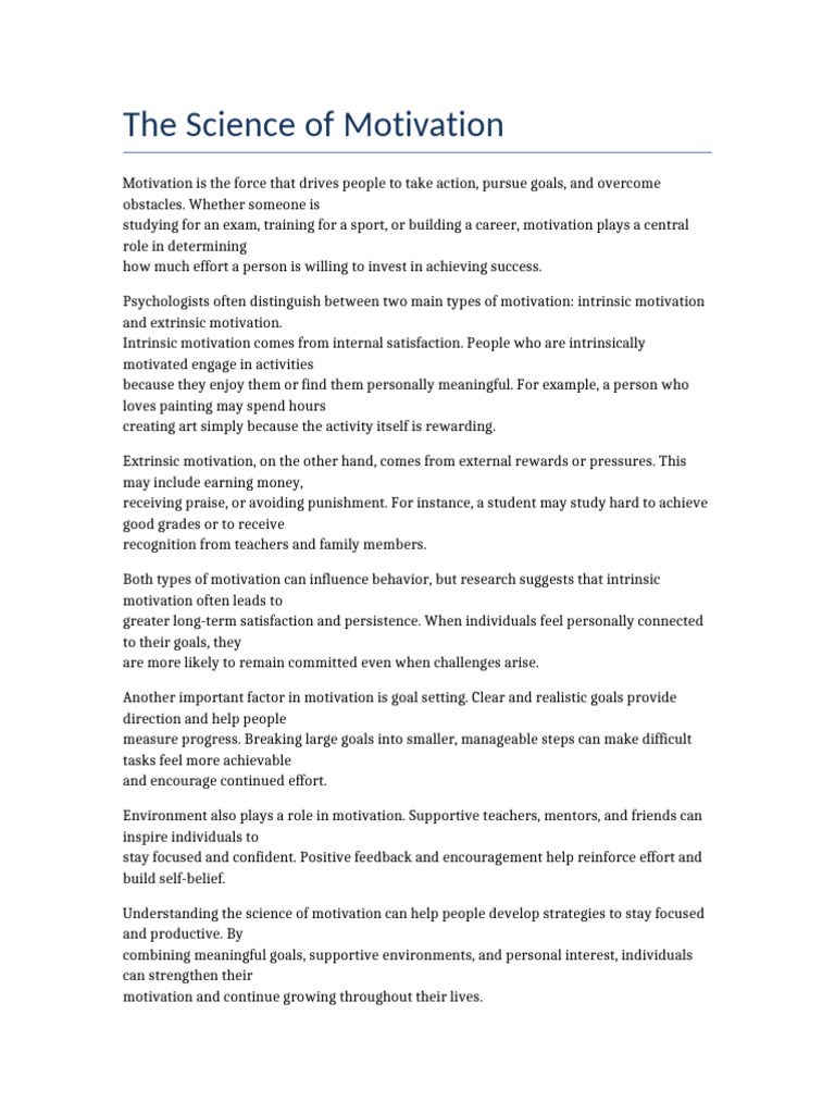 The Science of Motivation | PDF | Motivational | Motivation