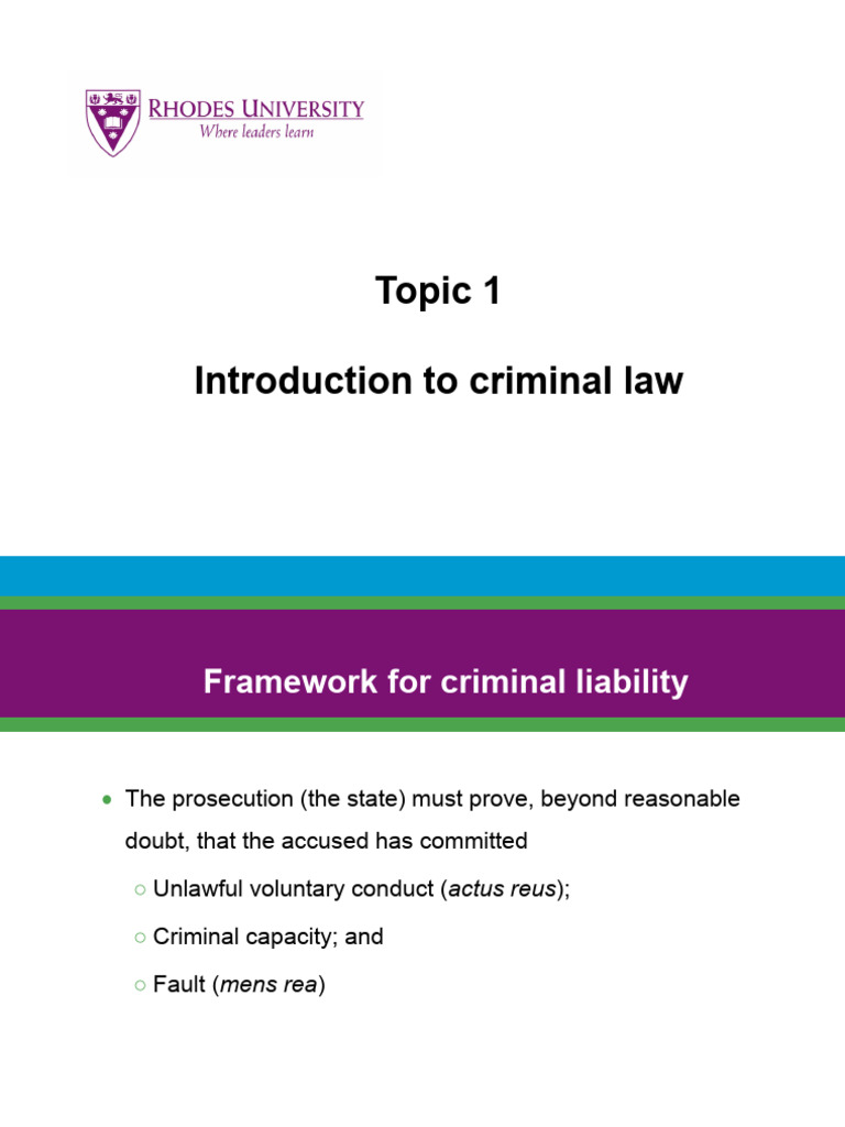 Topic 1 Intro To Criminal Law | PDF | Mens Rea | Public Sphere