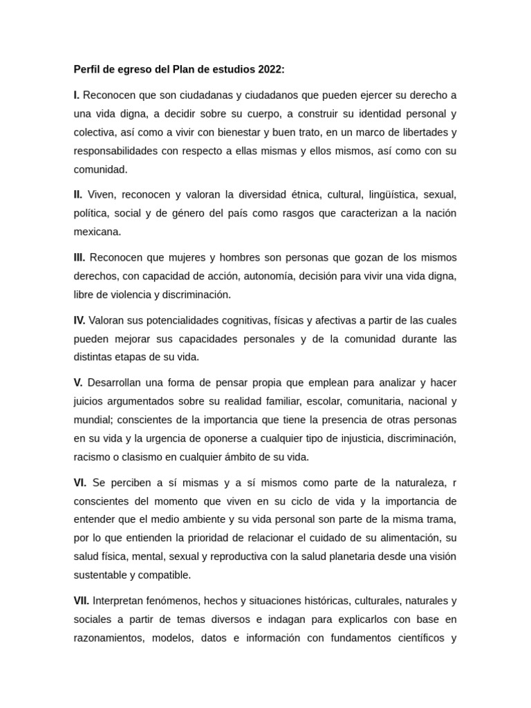 Perfil de Egreso Del Plan de Estudios 2022 | PDF | Aprendizaje | Plan ...
