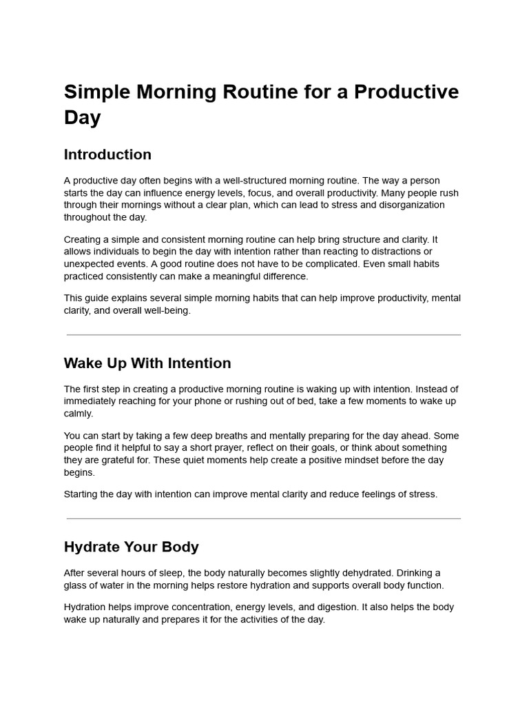 Simple Morning Routine For A Productive Day | PDF | Gratitude | Habits