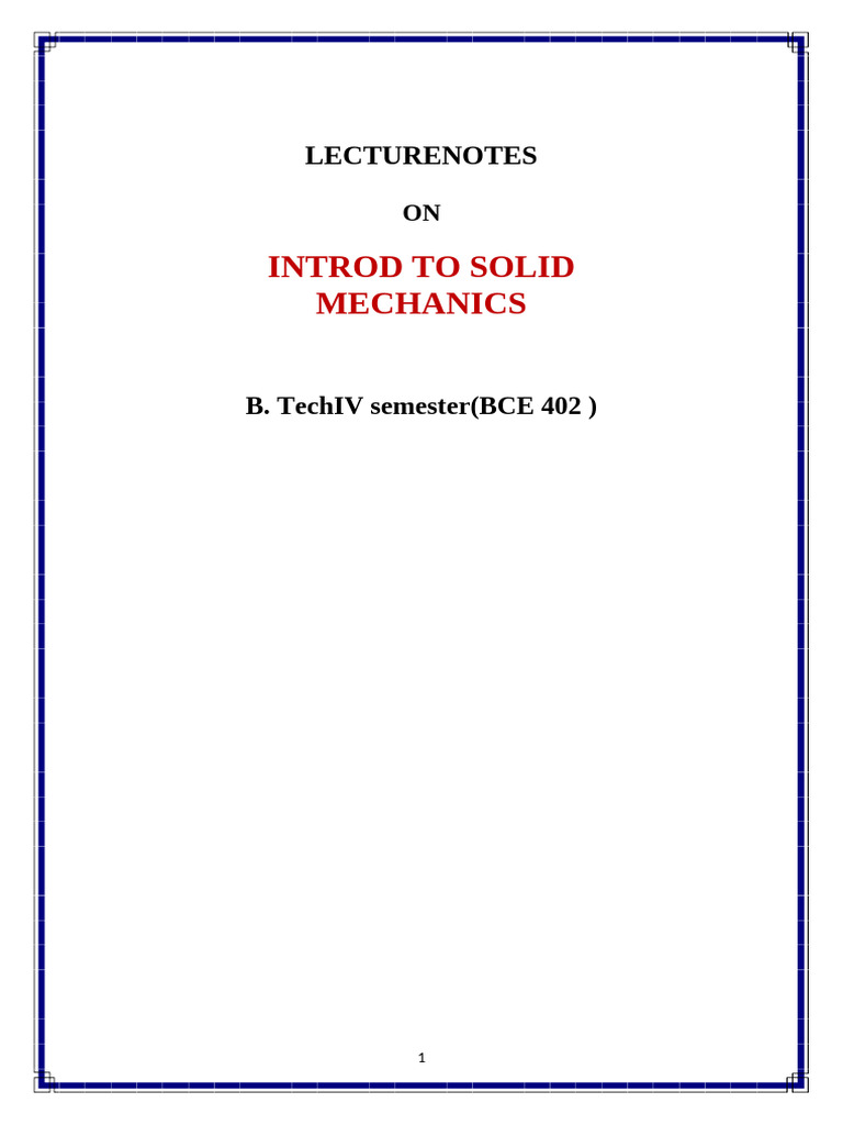 Mechanics of Solids | PDF | Deformation (Engineering) | Stress (Mechanics)