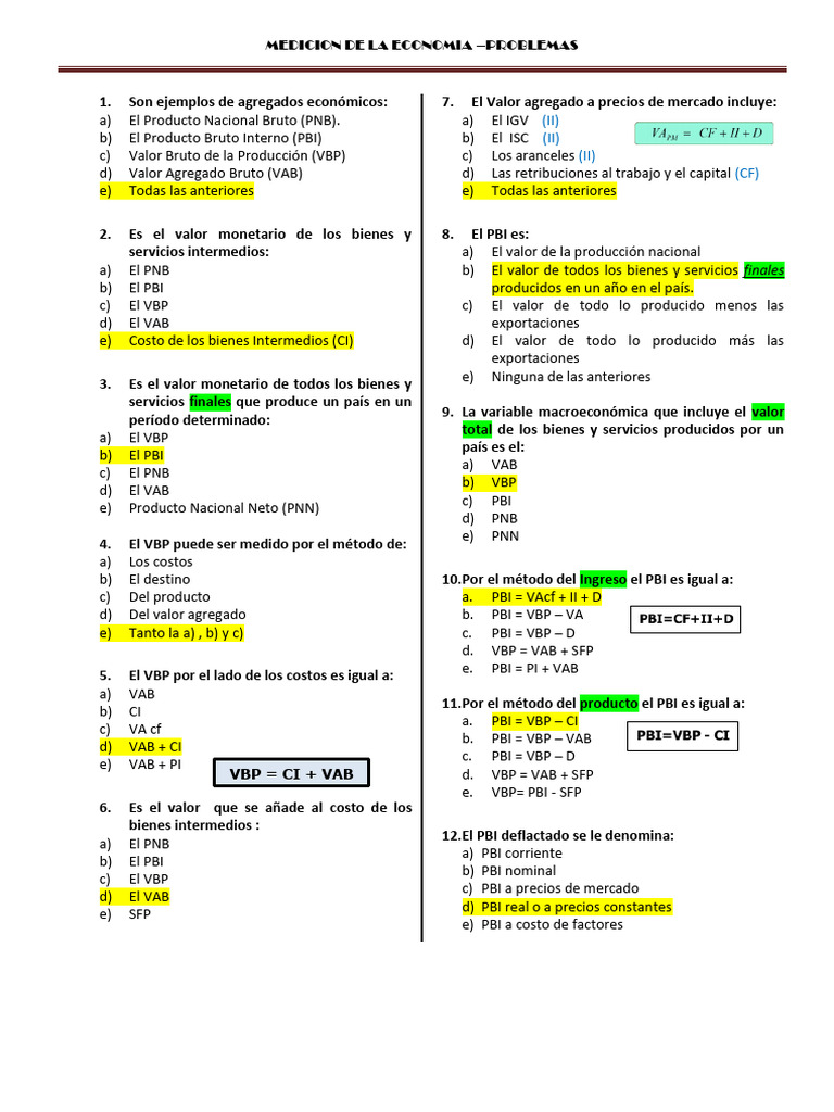 Medición de La Economía | PDF | Producto Interno Bruto | Medidas de ...