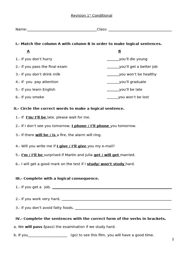 Revision First Conditional | PDF
