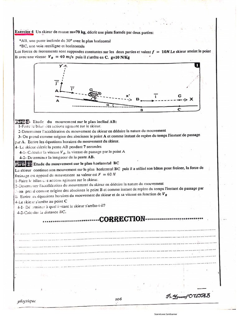 Exercices Lois de Newton( Correction Exercice 4) | PDF