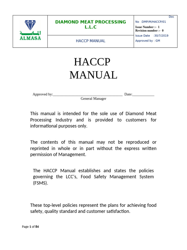 Haccp Manual 2019 | PDF | Food Safety | Food Allergy