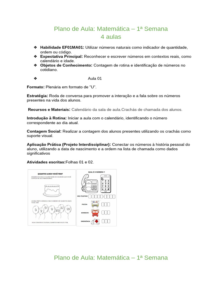 Plano de Aula - Matemática | PDF | Números | Matemática