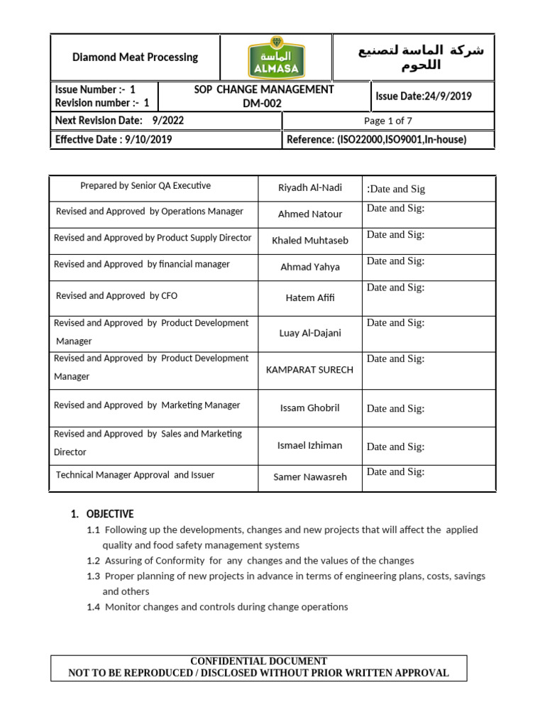 DM- 002 SOP Change Management Review -Rev 01 (1) | PDF | Audit | Business