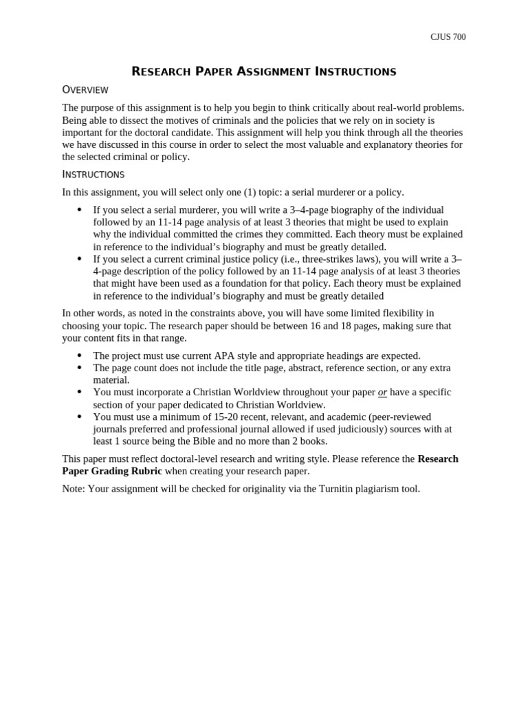 Research Paper Assignment Instructions | PDF