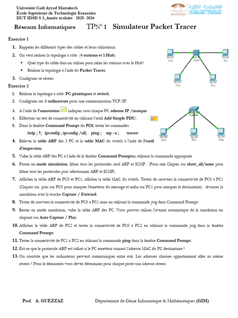 TP 1 - Packet Tracer 2025 | PDF | Informatique | Architecture de réseau