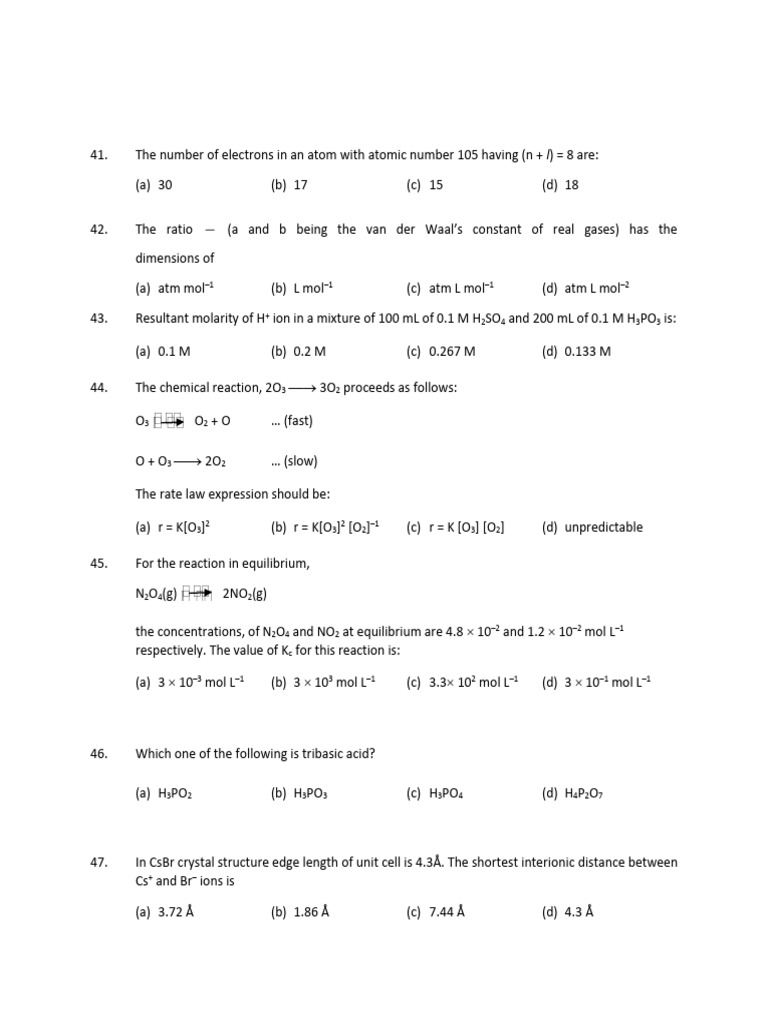 MU OET Chemistry Section Paper | PDF | Mole (Unit) | Carboxylic Acid