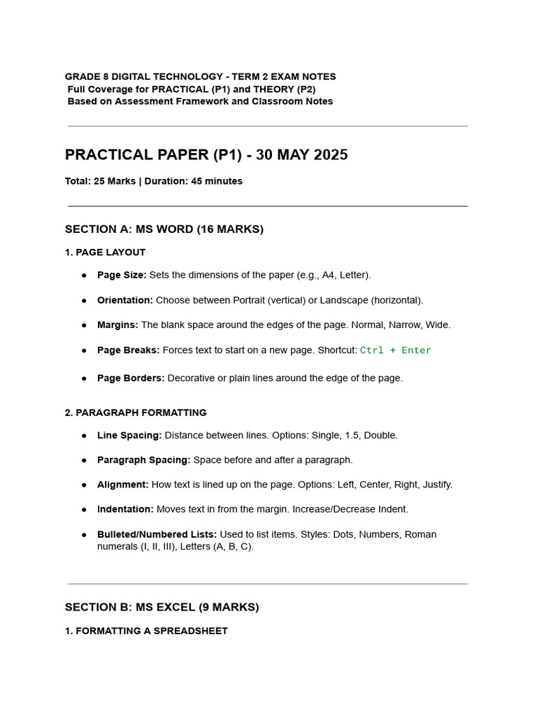 Grade 8 Digital Technology - Term 2 Exam Notes | PDF | Computer Data ...