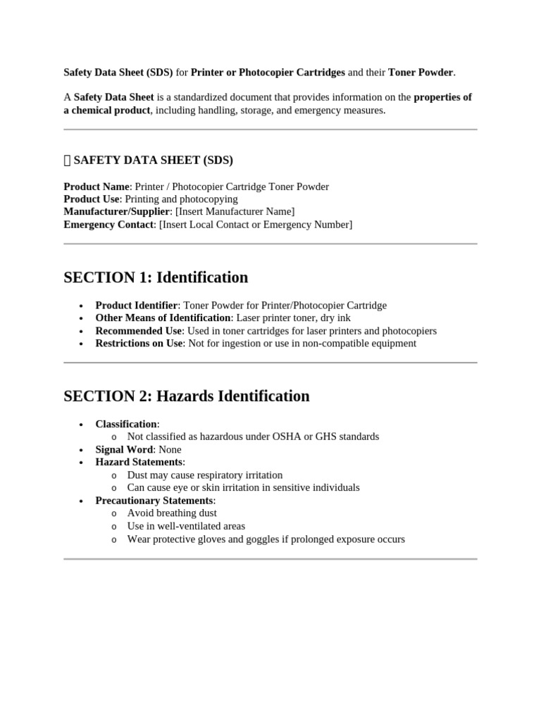 Safety Data Sheet 1 | PDF | Dangerous Goods | Personal Protective Equipment