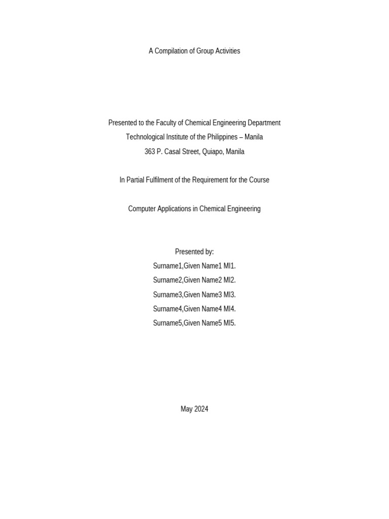 Template for Compilation of Group Activities | PDF