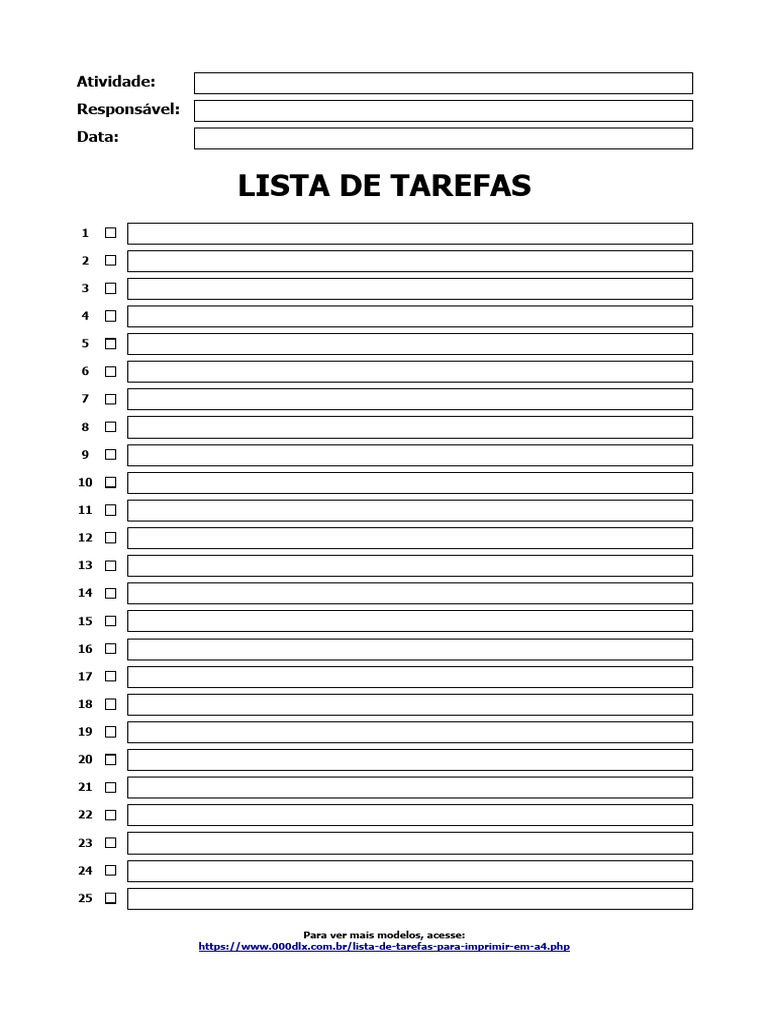 Lista de Tarefas para Imprimir 25 | PDF