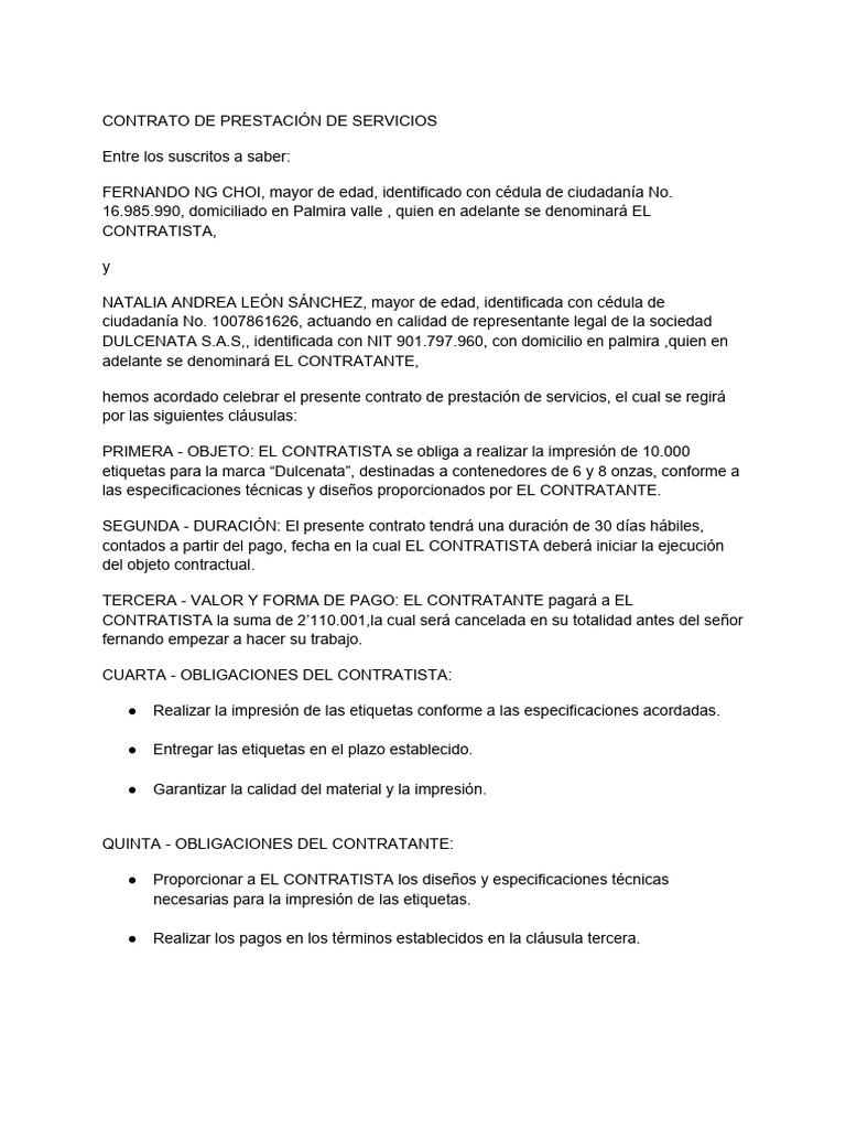 Contrato Etiquetas Firmado | PDF