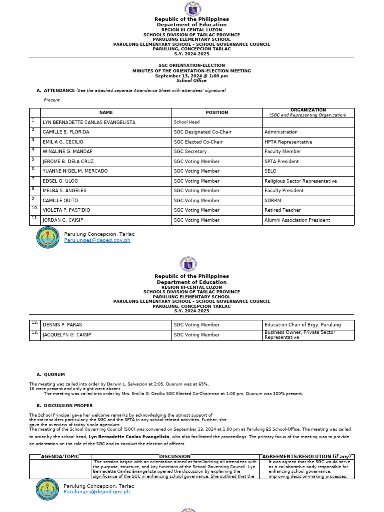 Sgc b. Mom Orientation-election | PDF | Elections | Governance