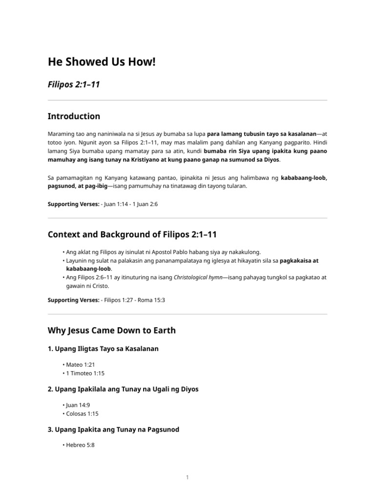 He Showed Us How! (Filipos 2 - 1-11) | PDF