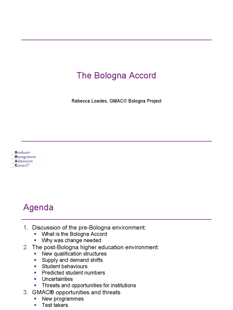 The Bologna Accord Rebecca Loades, GMAC® Bologna Project PDF