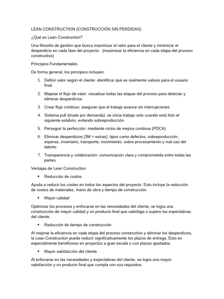 Lean Construction | PDF | Lean Manufacturing | Cadena de valor