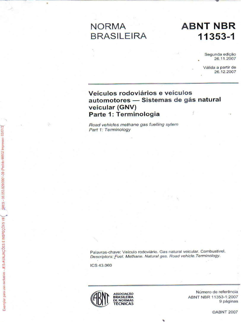 NBR 11353-01 2007 Sistema Gnv | PDF