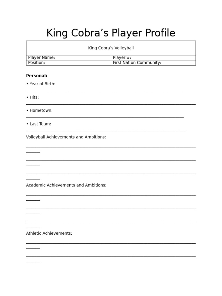 King Cobra's Player Profile | PDF