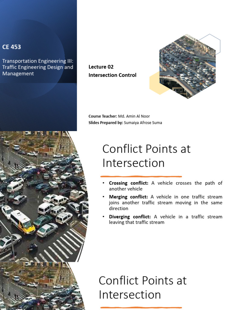 CE 453 L2 Intersection Control | PDF | Traffic | Intersection (Road)