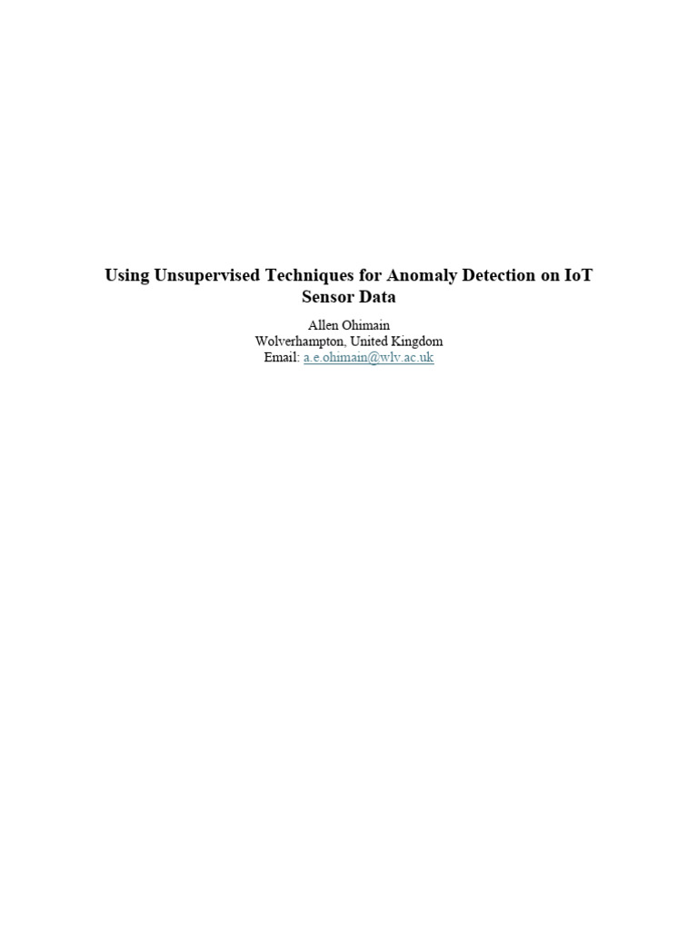 Anomaly Detection in IoT Sensor Data Using Machine Learning | PDF ...