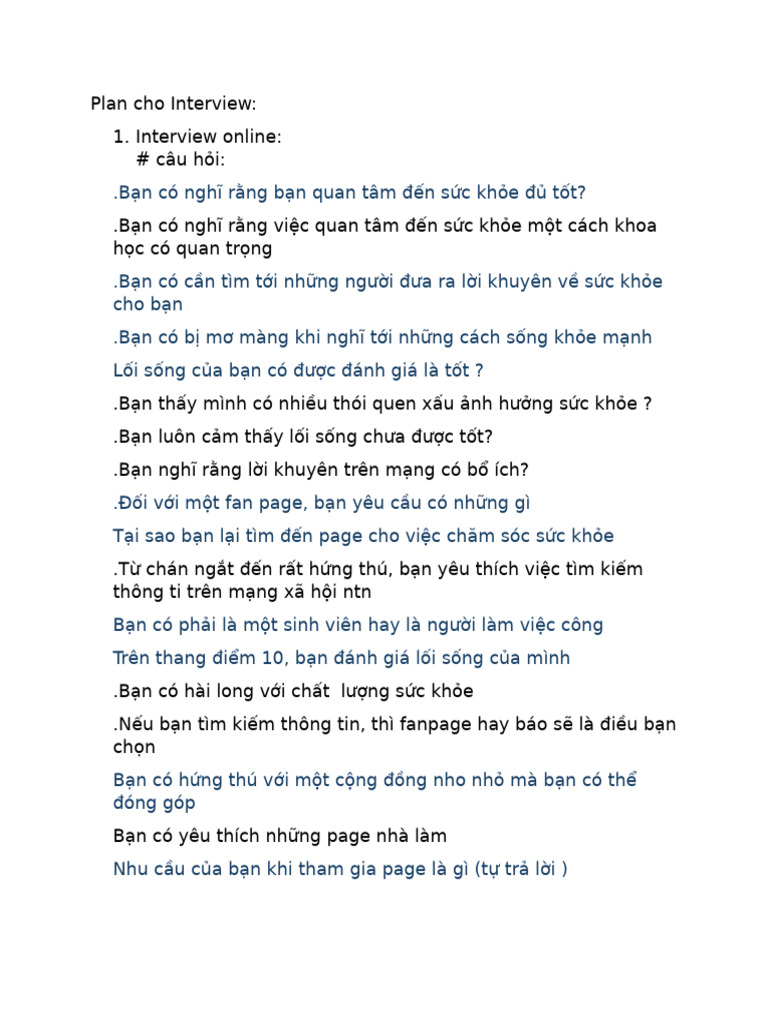 Plan Cho Interview | PDF