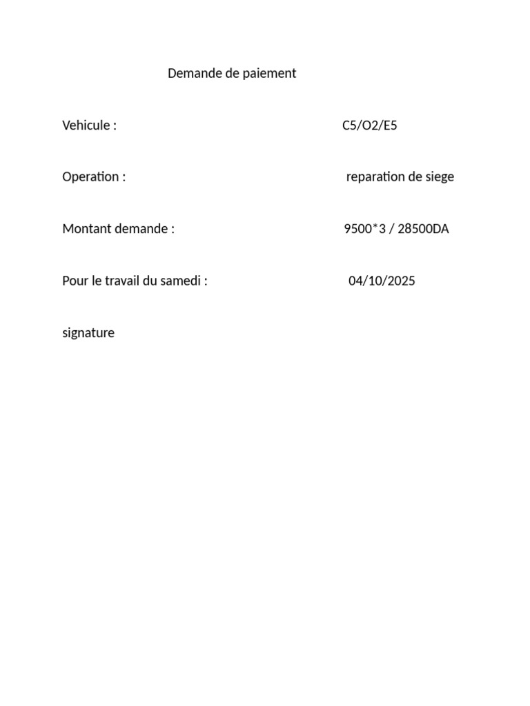Demande de Paiement | PDF