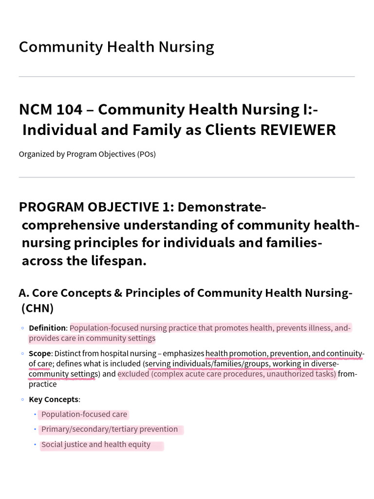 Community Health Nursing | PDF | Behavioural Sciences | Psychology