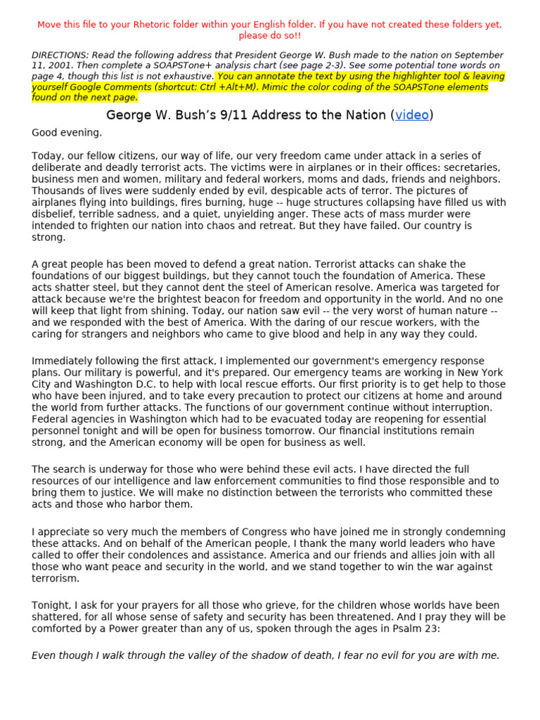 9 - 11 Address - SOAPSTone+ Chart | PDF