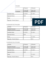 CALENDÁRIO DE ATIVIDADES