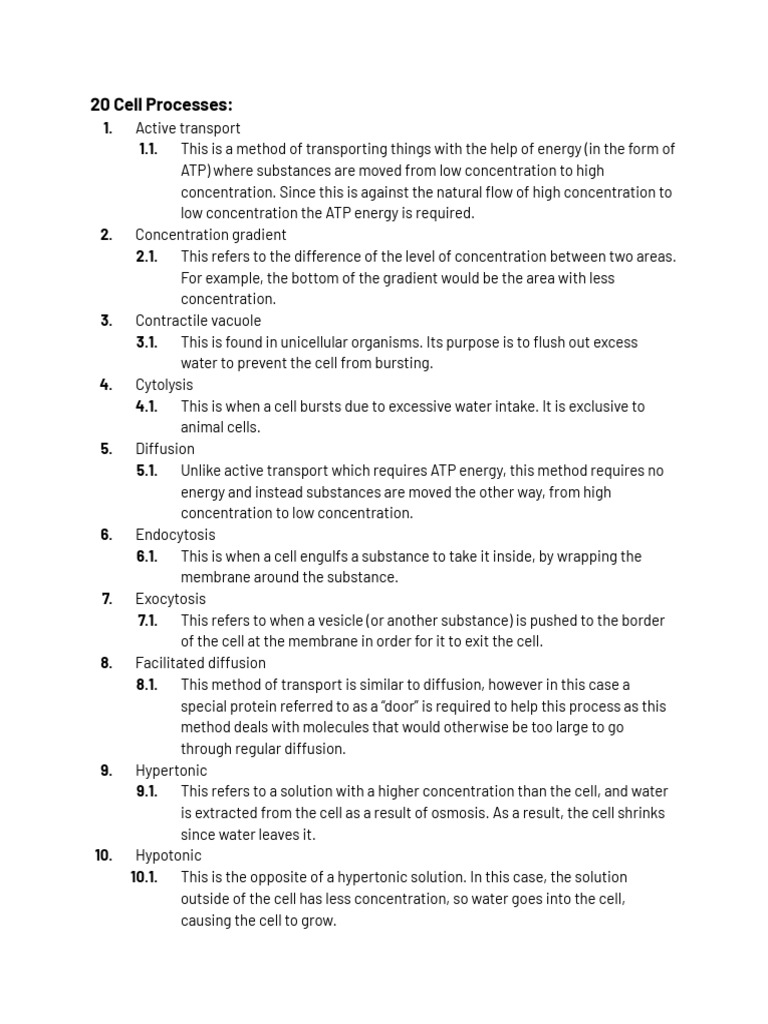 Cell Membrane Processes | PDF | Cell (Biology) | Osmosis