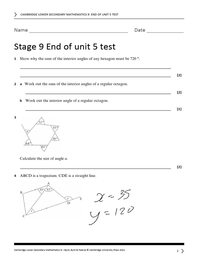 Unit 5 End-Of-unit Test | PDF | Rectangle | Triangle