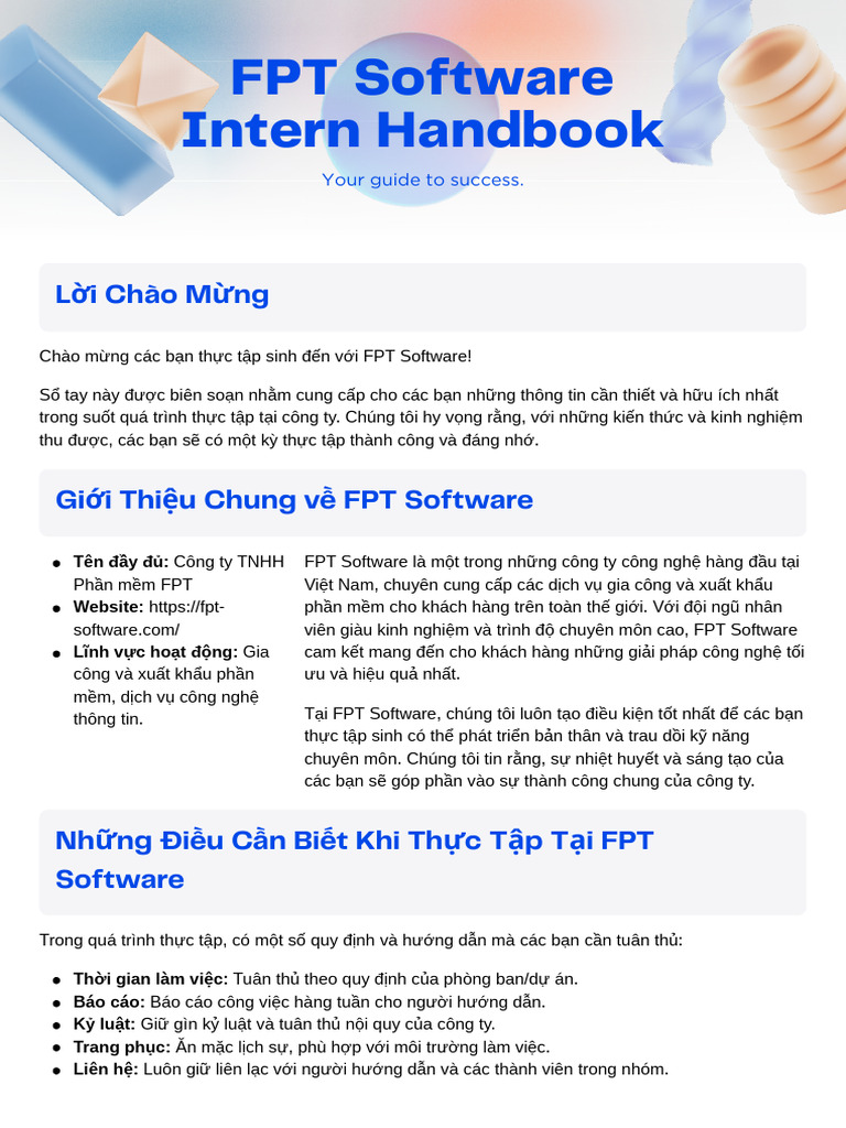 FPT Software Intern Handbook | PDF