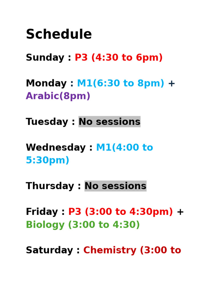 Schedule | PDF