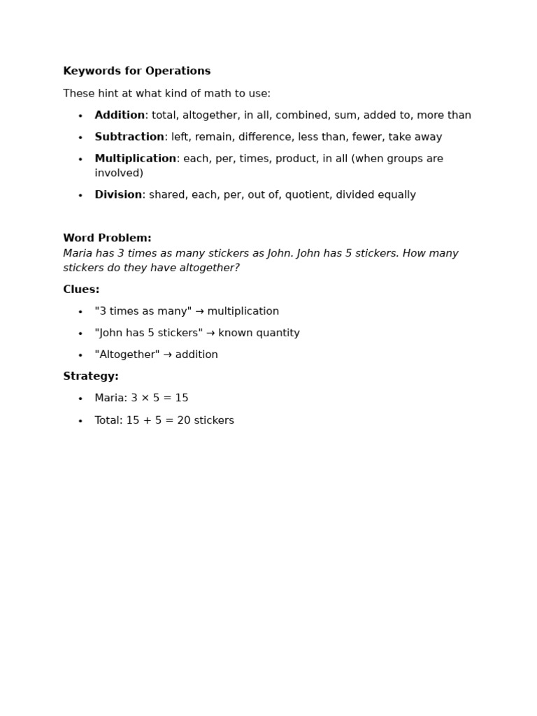 Keywords For Operations | PDF