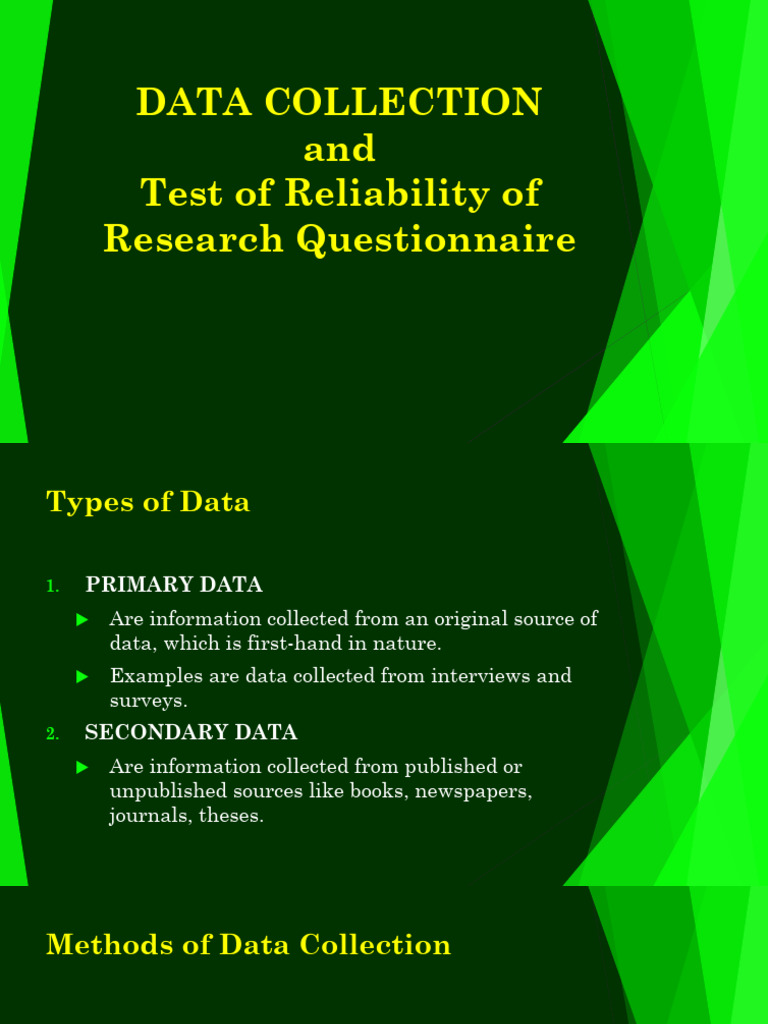 Test of Reliabilty and Datacollection | PDF | Validity (Statistics ...