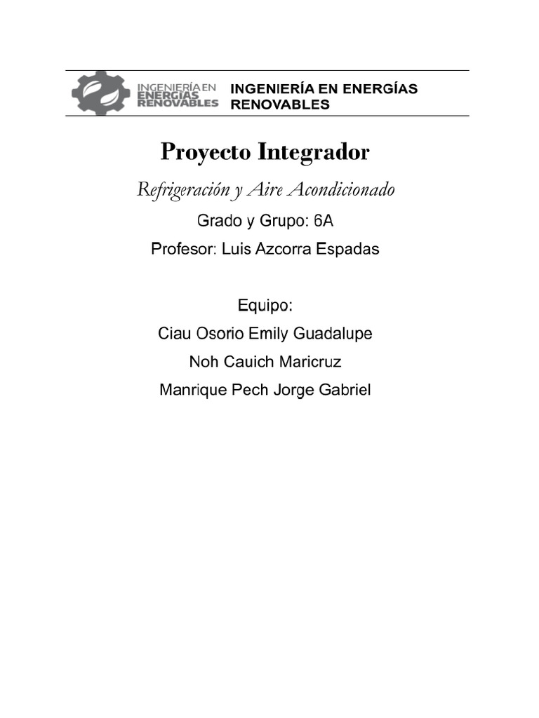 Proyecto Integrador Jorge Maricruz Emily RYA 2026 | PDF | Calor ...
