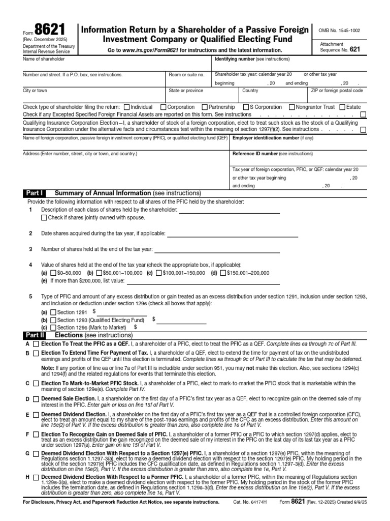 f8621 | PDF | Public Finance | Taxes