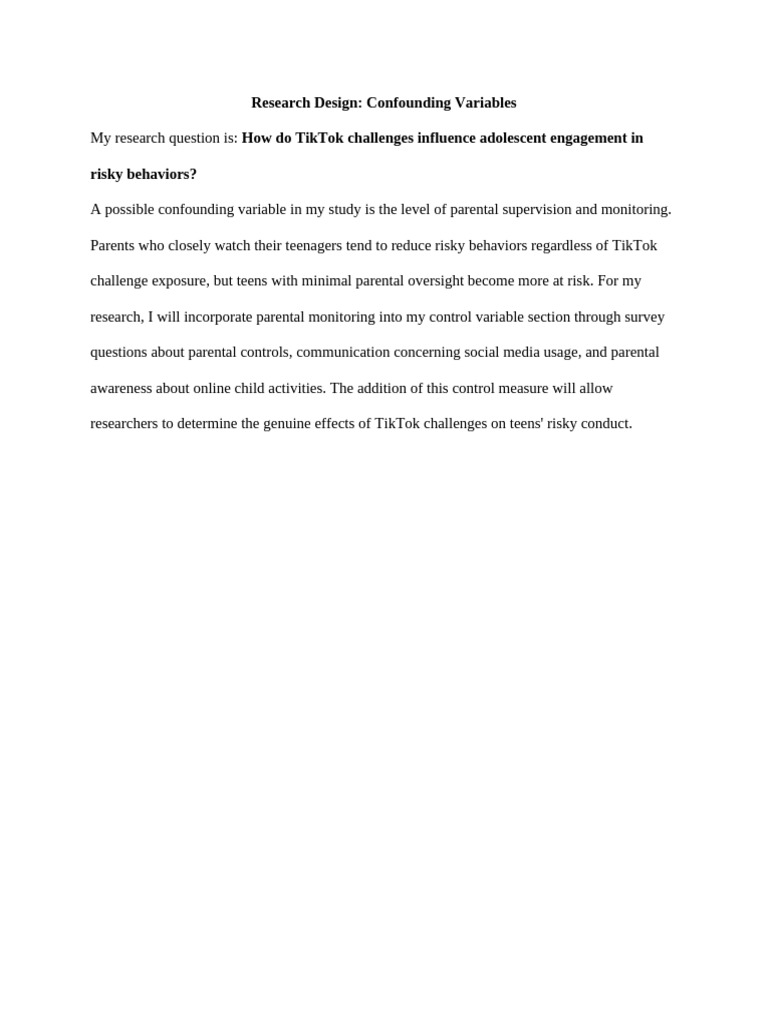Research Design - Confounding Variables | PDF