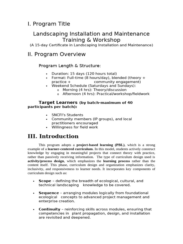 Landscape Installation and Maintenance | PDF | Learning | Sustainability