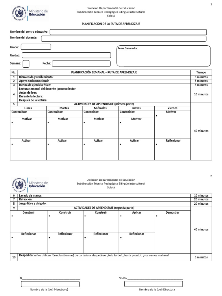 Formato Ruta de Aprendizaje Editable.3 | PDF | Metodos de aprendizaje ...