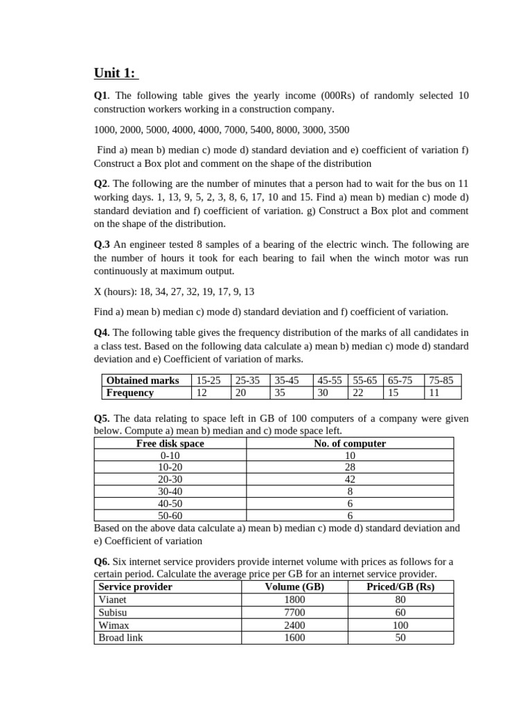 Unit 1 Statistical Method 023 | PDF | Mode (Statistics) | Median