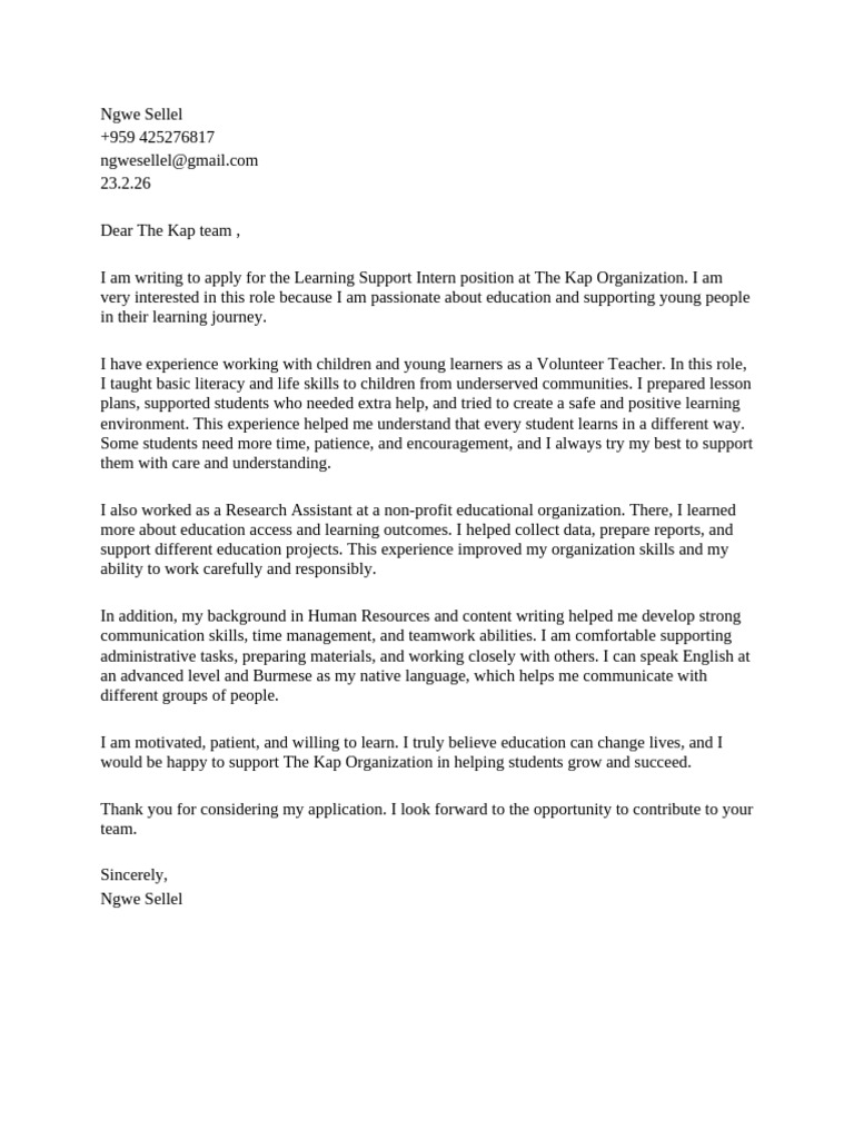 Cv letter | PDF